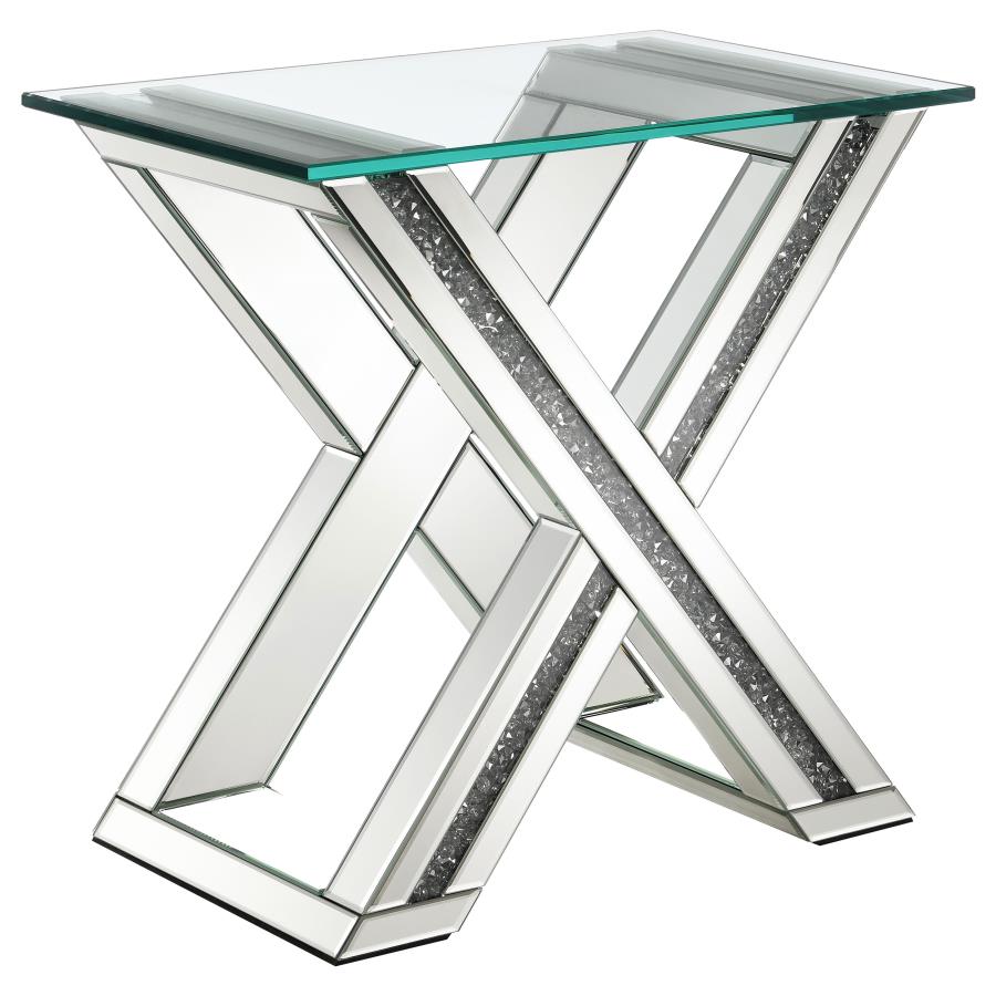 (image for) Bonnie Rectangular Mirrored Glass Top End Table Silver