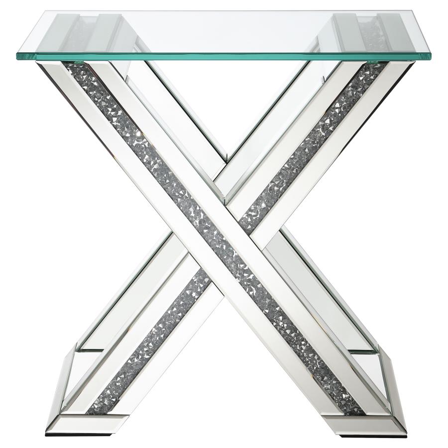 (image for) Bonnie Rectangular Mirrored Glass Top End Table Silver