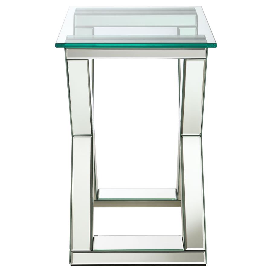 (image for) Bonnie Rectangular Mirrored Glass Top End Table Silver