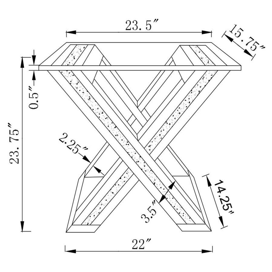 (image for) Bonnie Rectangular Mirrored Glass Top End Table Silver