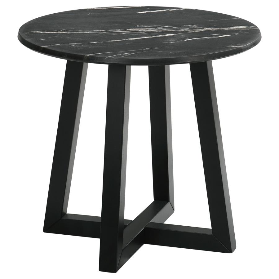 (image for) Skylark Round Marble-like SmartTop Side End Table Black