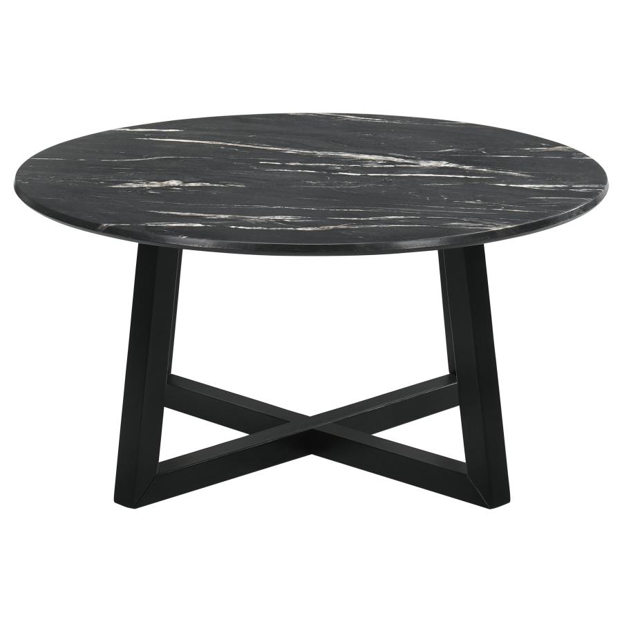 (image for) Skylark Round Marble-like SmartTop Coffee Table Black