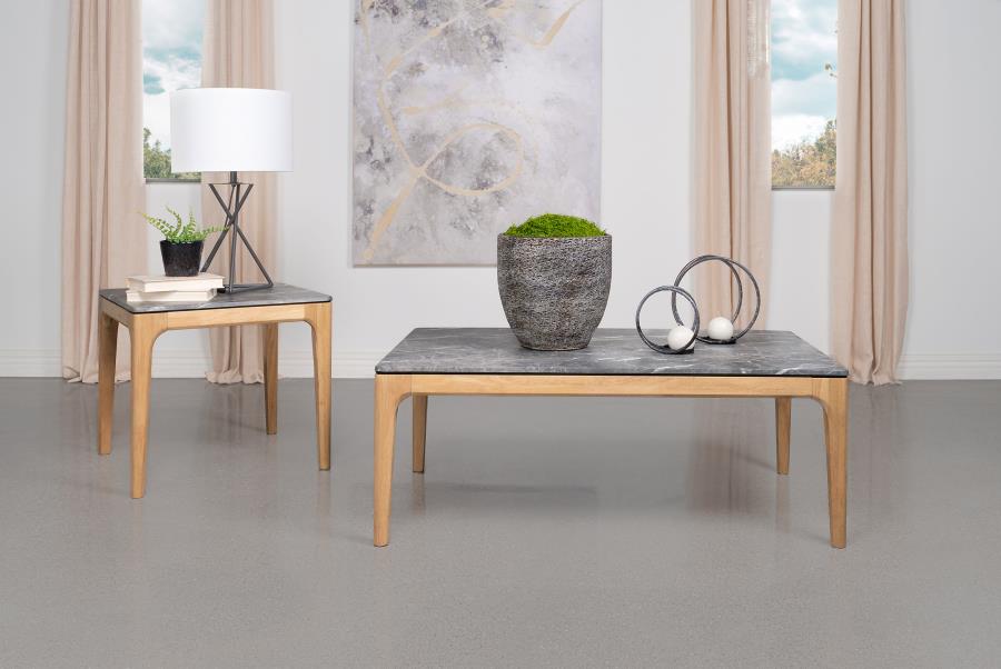 (image for) Polaris Square SmartTop Side End Table Grey and Light Oak