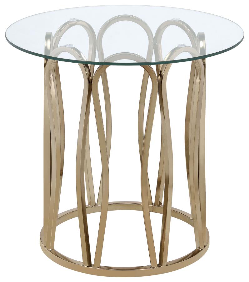 (image for) Monett Round Glass Top Side End Table Chocolate Chrome - Click Image to Close