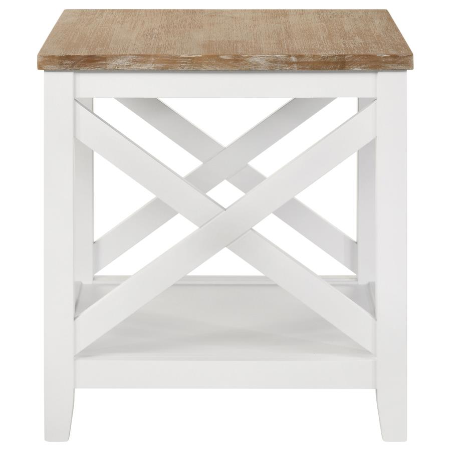 (image for) Hollis Square Wood End Table With Shelf Brown and White