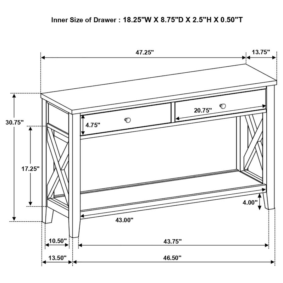 (image for) Hollis 2-drawer Wood Entryway Console Table Brown and White