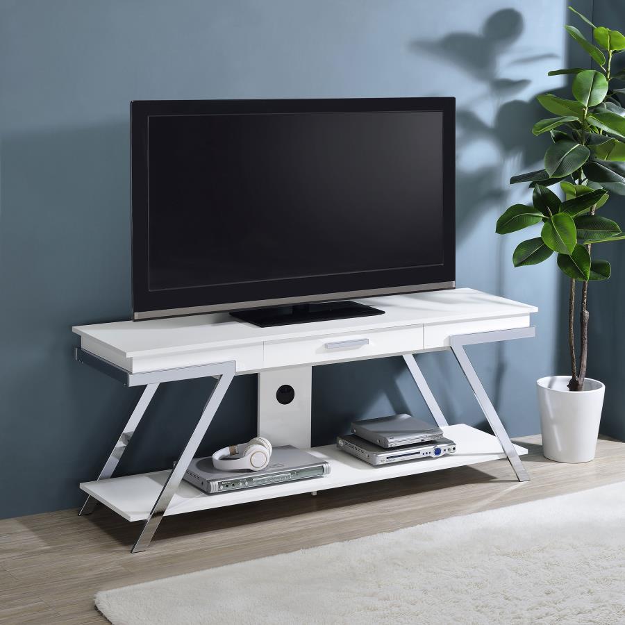 (image for) Marcia 1-drawer Wood 60" TV Stand White High Gloss