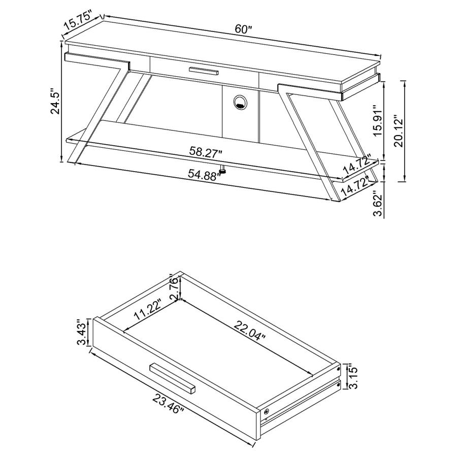 (image for) Marcia 1-drawer Wood 60" TV Stand White High Gloss