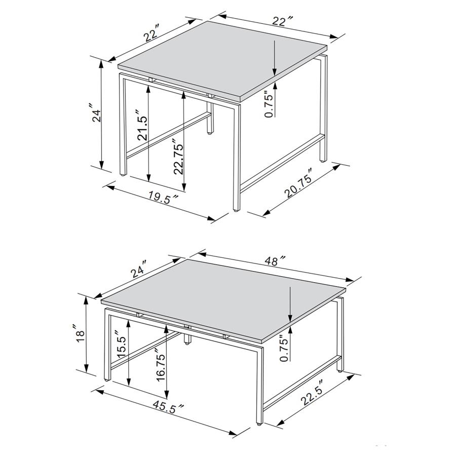 (image for) Clark 3-piece Faux Marble Top Coffee Table Set White