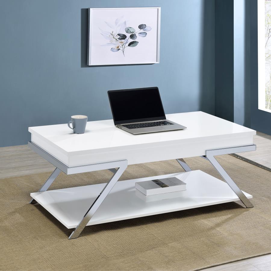 (image for) Marcia Rectangular Lift Top Coffee Table White High Gloss