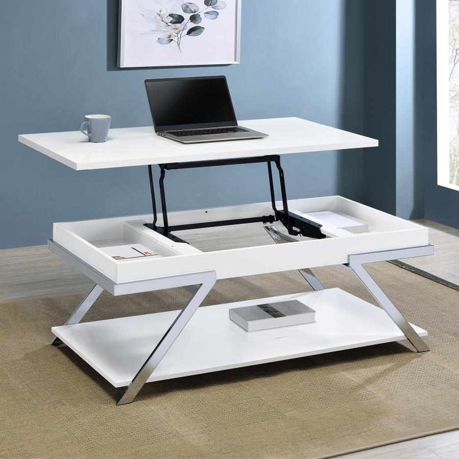 (image for) Marcia Rectangular Lift Top Coffee Table White High Gloss