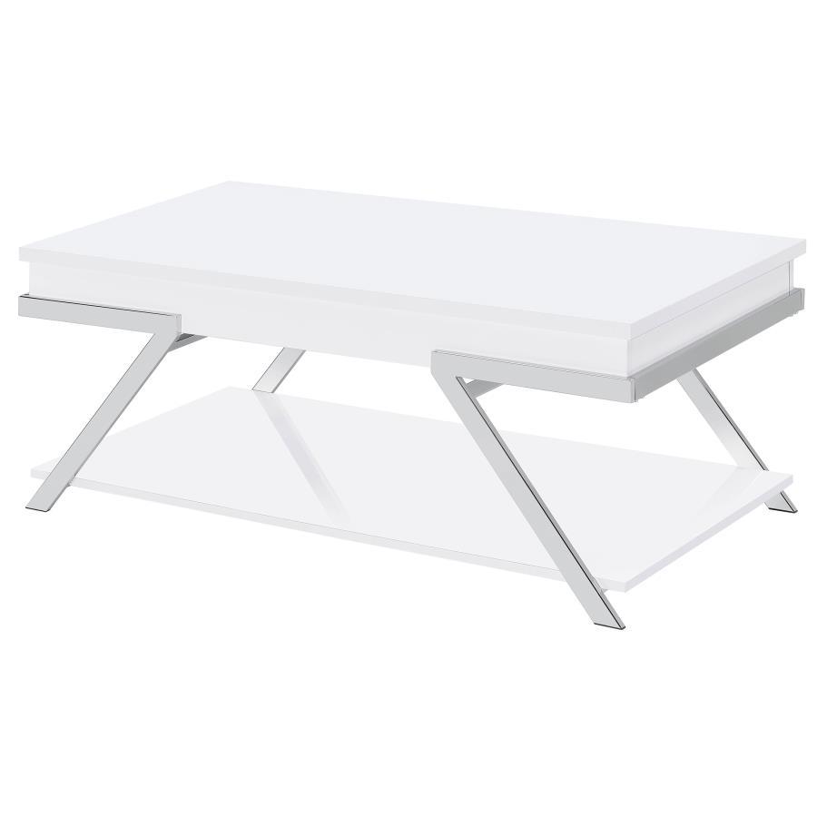 (image for) Marcia Rectangular Lift Top Coffee Table White High Gloss