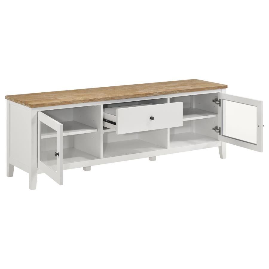 (image for) Hollis 2-door Wood 67" TV Stand with Drawer Brown and White