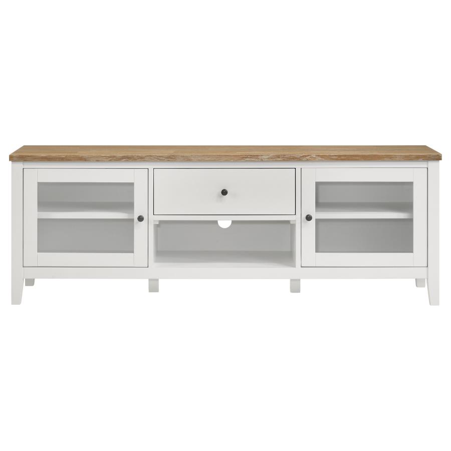 (image for) Hollis 2-door Wood 67" TV Stand with Drawer Brown and White