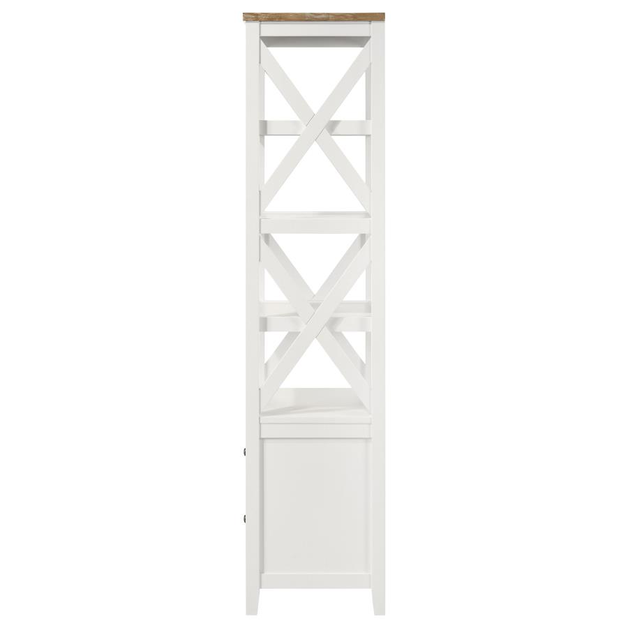 (image for) Hollis 4-shelf Wood Media Tower with Drawers Brown and White