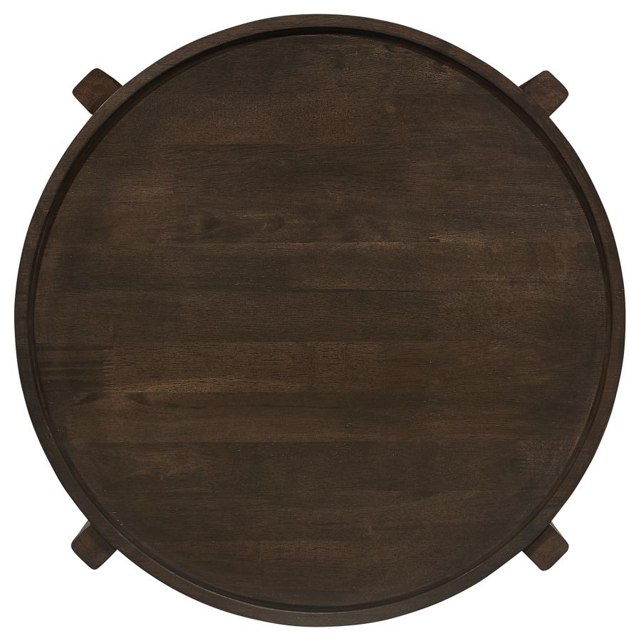 (image for) Cota Round Solid Wood End Table Dark Brown