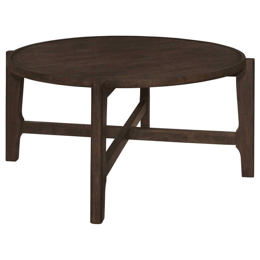 (image for) Cota Round Solid Wood Coffee Table Dark Brown - Click Image to Close