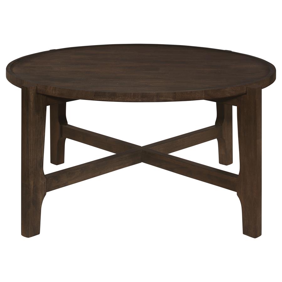 (image for) Cota Round Solid Wood Coffee Table Dark Brown