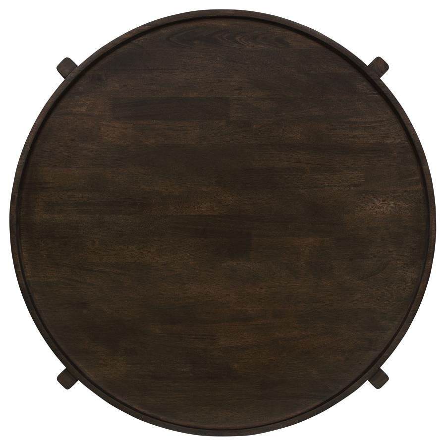 (image for) Cota Round Solid Wood Coffee Table Dark Brown