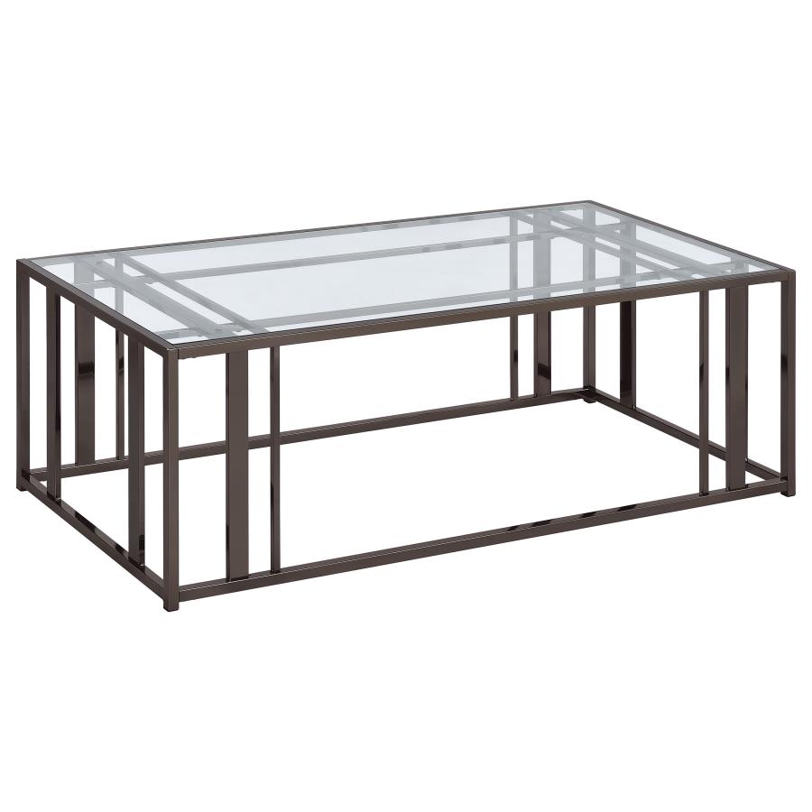 (image for) Adri Rectangular Glass Top Coffee Table Black Nickel - Click Image to Close