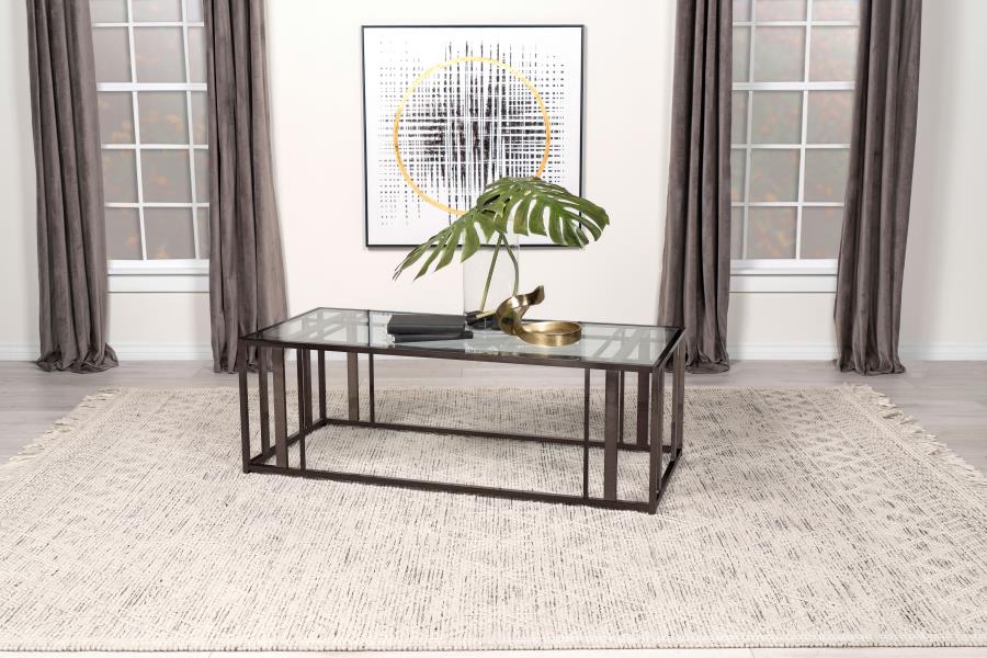 (image for) Adri Rectangular Glass Top Coffee Table Black Nickel