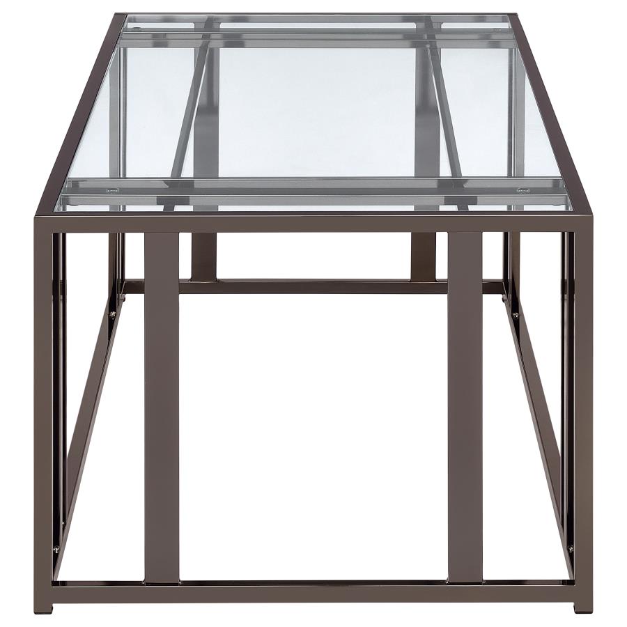 (image for) Adri Rectangular Glass Top Coffee Table Black Nickel