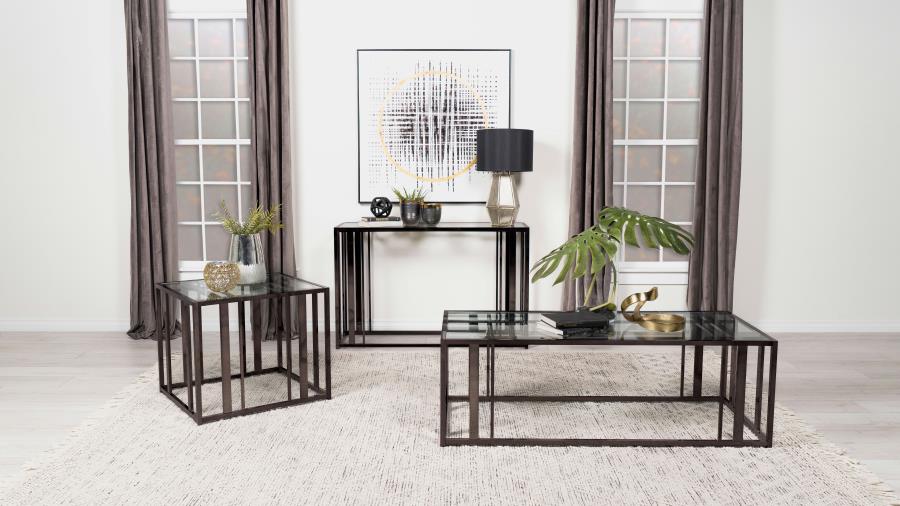 (image for) Adri Rectangular Glass Top Coffee Table Black Nickel