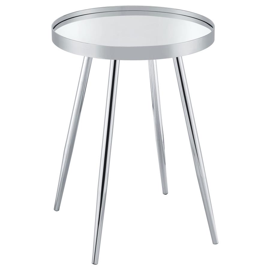 (image for) Kaelyn Round Mirror Top End Table Chrome - Click Image to Close