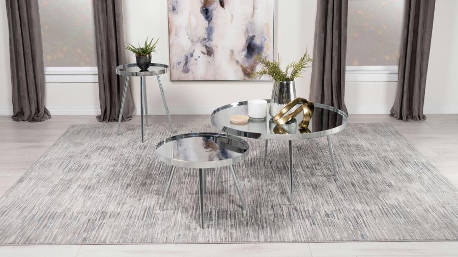 (image for) Kaelyn Round Mirror Top End Table Chrome