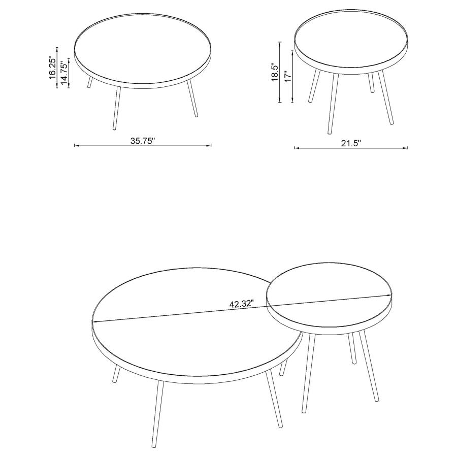 (image for) Kaelyn 2-Piece Round Mirror Top Nesting Coffee Table Chrome