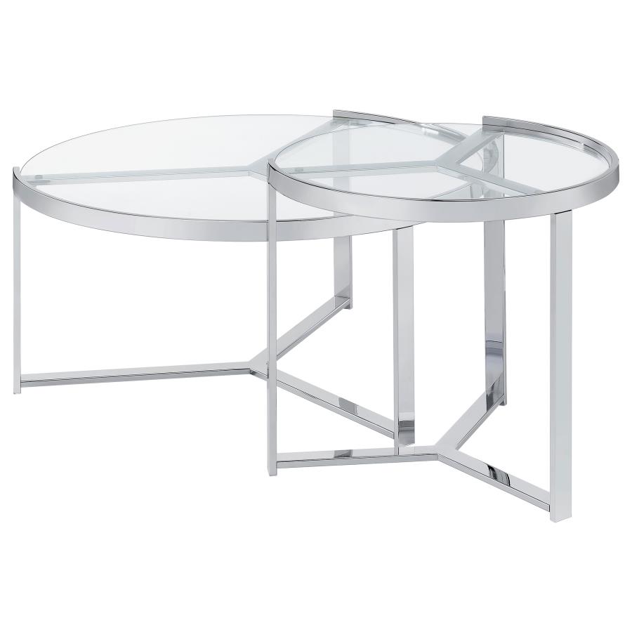 (image for) Delia 2-Piece Round Glass Top Nesting Coffee Table Chrome