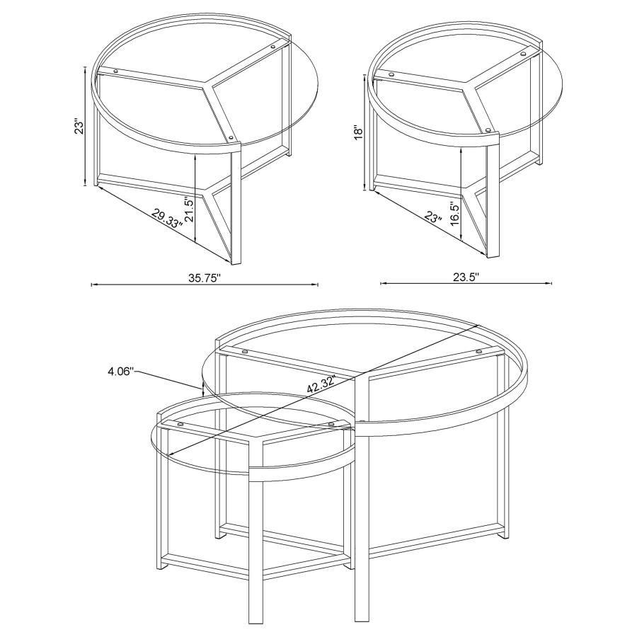 (image for) Delia 2-Piece Round Glass Top Nesting Coffee Table Chrome