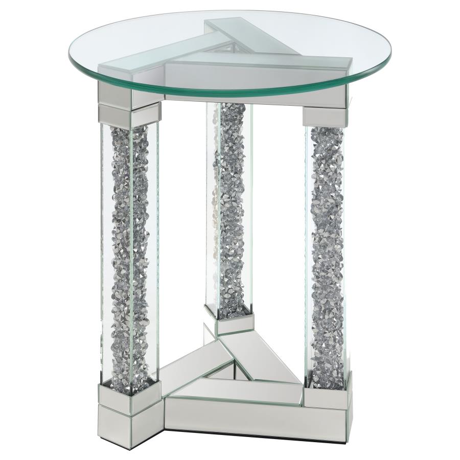 (image for) Octave Square Glass Top Mirrored Acrylic End Table Silver