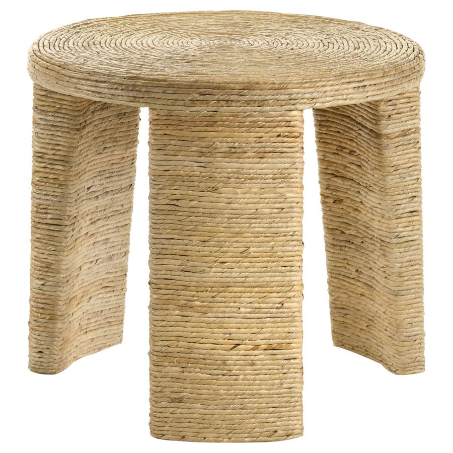 (image for) Artina Woven Rattan Round Side End Table Natural Brown