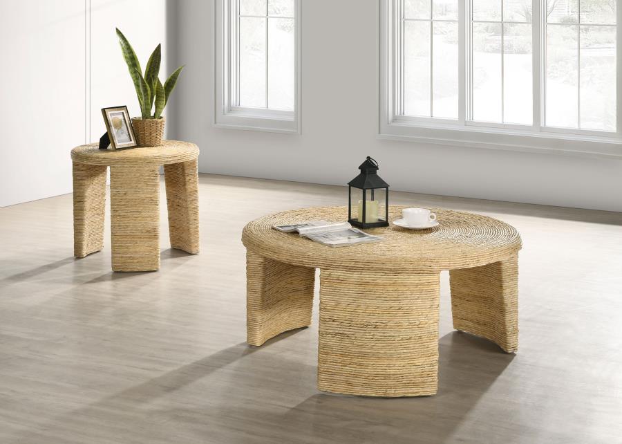 (image for) Artina Woven Rattan Round Coffee Table Natural Brown