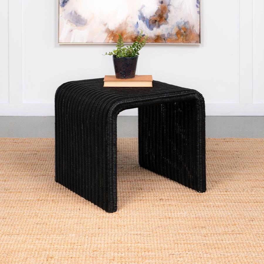 (image for) Cahya Woven Rattan Square End Table Black