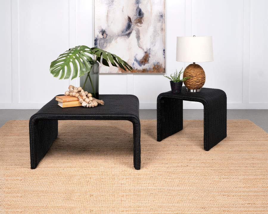 (image for) Cahya Woven Rattan Square End Table Black