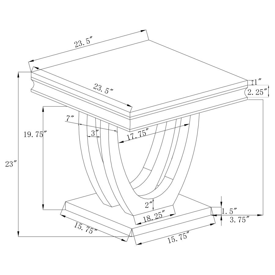 (image for) Kerwin Square Stone Top End Table White and Chrome