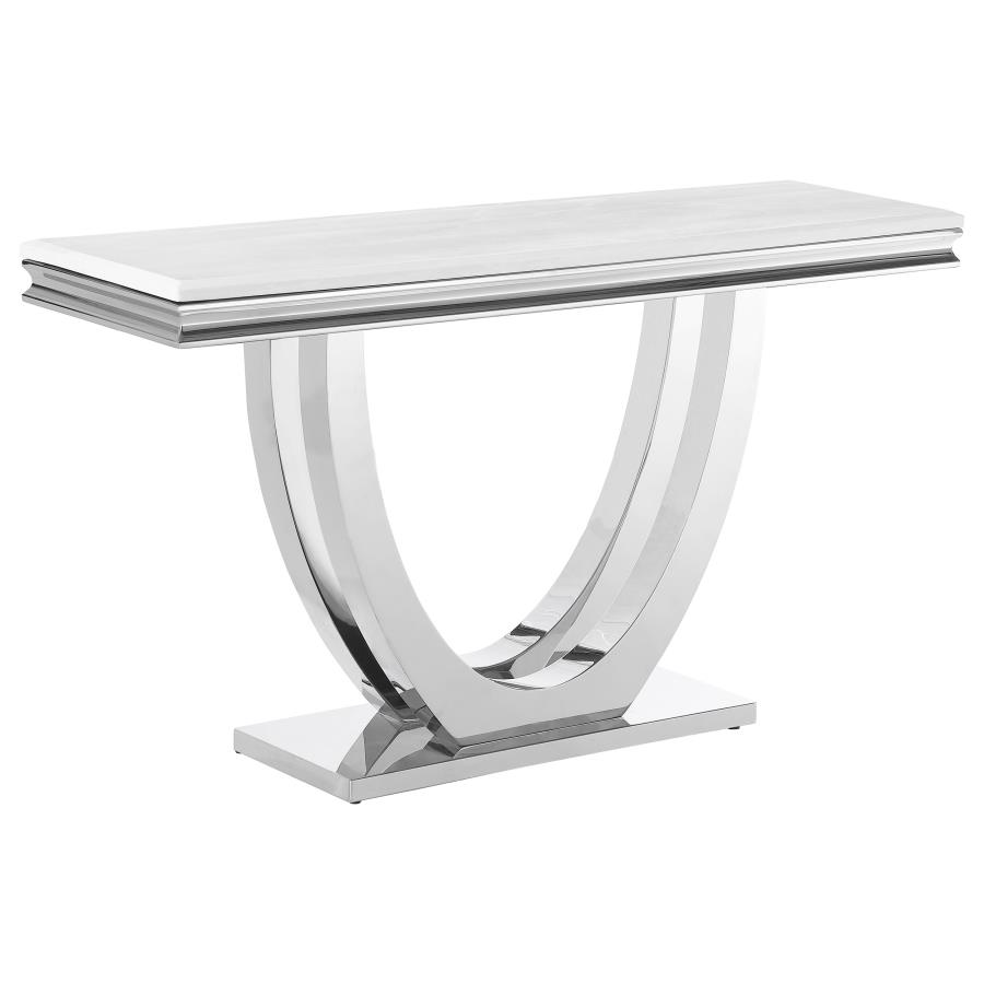 (image for) Kerwin U-base Stone Top Entryway Sofa Console Table Chrome