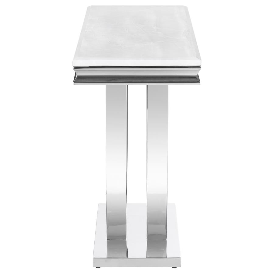 (image for) Kerwin U-base Stone Top Entryway Sofa Console Table Chrome