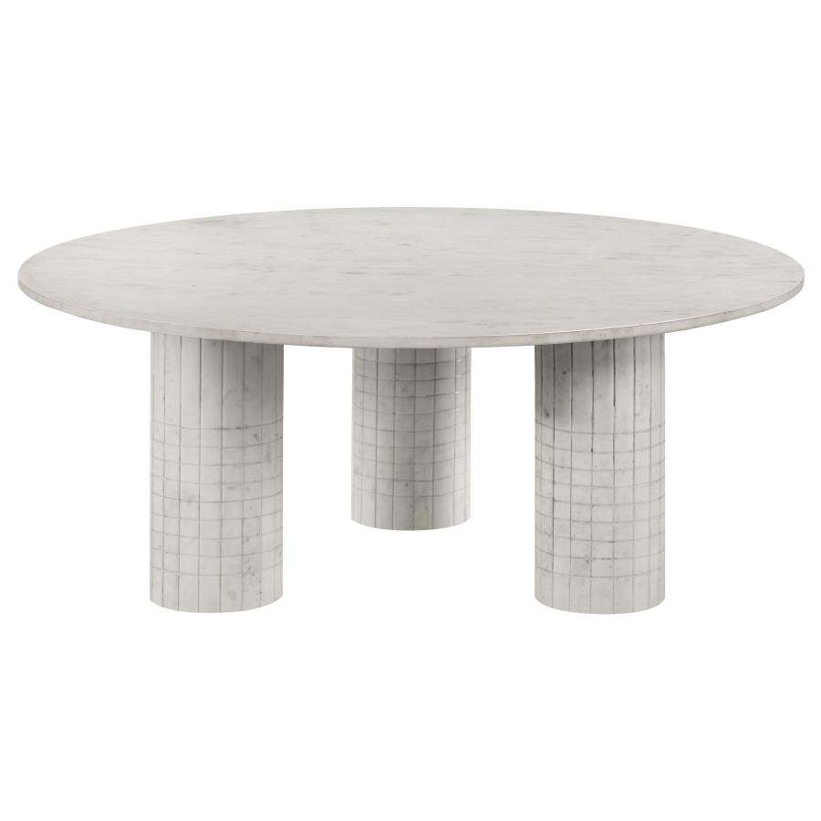 (image for) Astoria Round Genuine Marble Coffee Table White - Click Image to Close