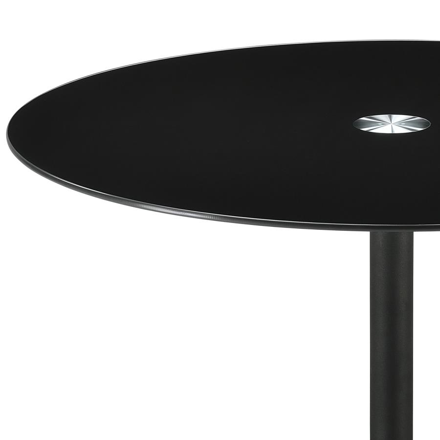 (image for) Ganso Round Metal End Table With Tempered Glass Top Black