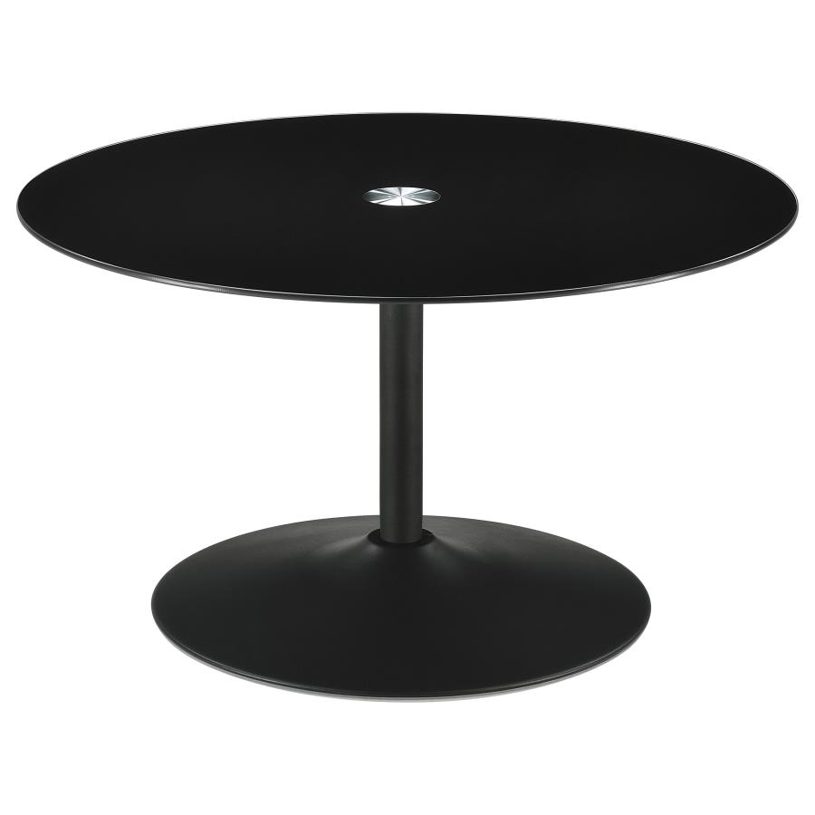 (image for) Ganso Round Metal Coffee Table With Tempered Glass Top Black