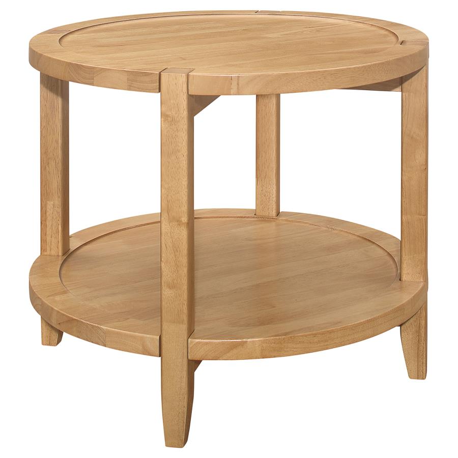 (image for) Camillo Round Solid Wood Side End Table Maple Brown