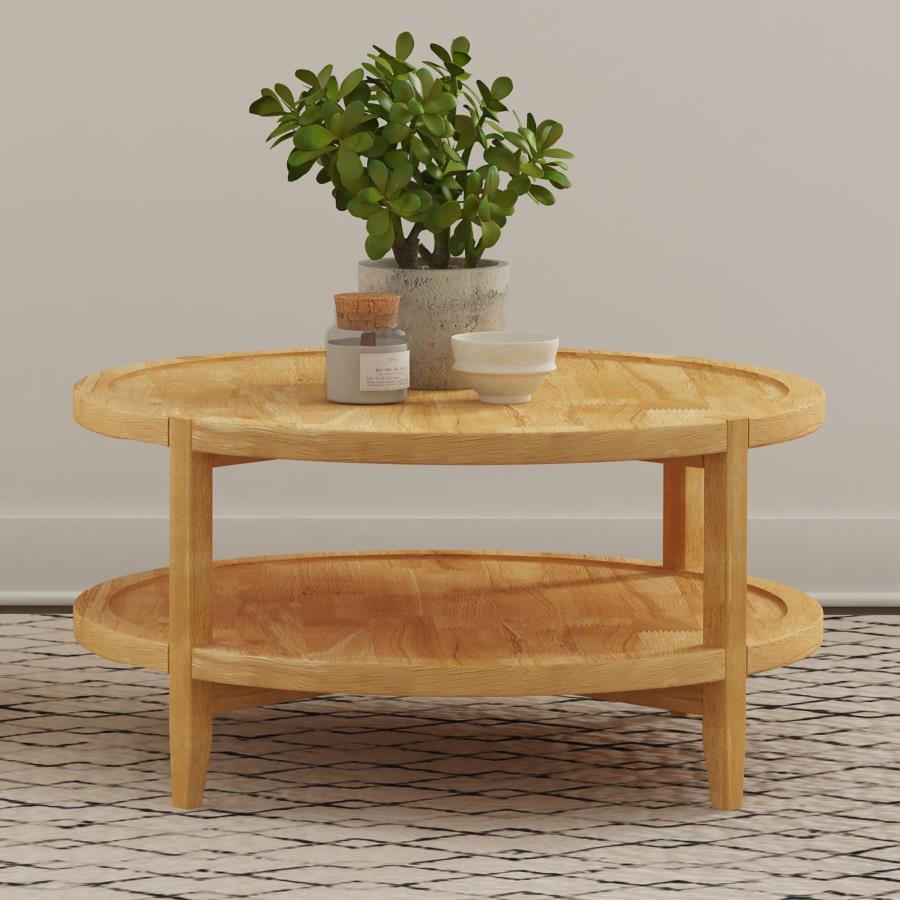 (image for) Camillo Round Solid Wood Coffee Table Maple Brown