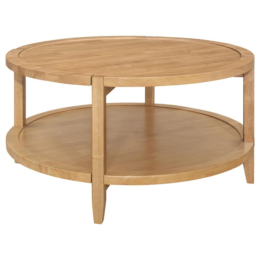 (image for) Camillo Round Solid Wood Coffee Table Maple Brown