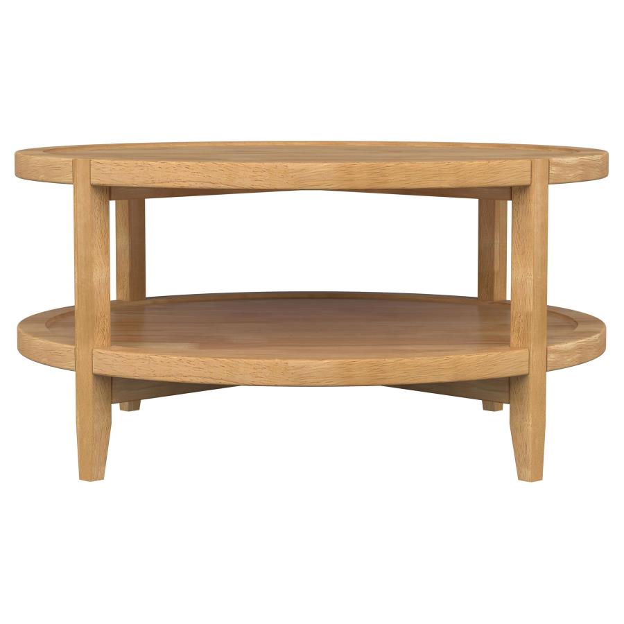 (image for) Camillo Round Solid Wood Coffee Table Maple Brown