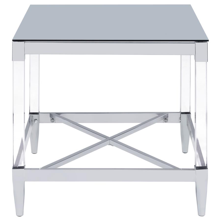 (image for) Lindley Square Tempered Mirror Acrylic Side End Table Chrome