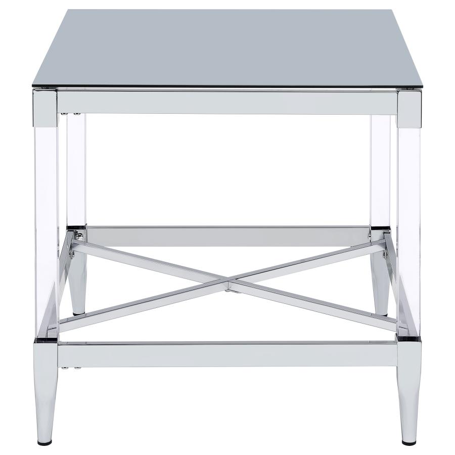 (image for) Lindley Square Tempered Mirror Acrylic Side End Table Chrome