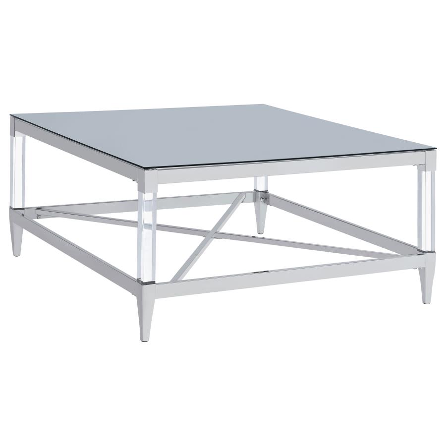 (image for) Lindley Square Tempered Mirror Acrylic Coffee Table Chrome - Click Image to Close